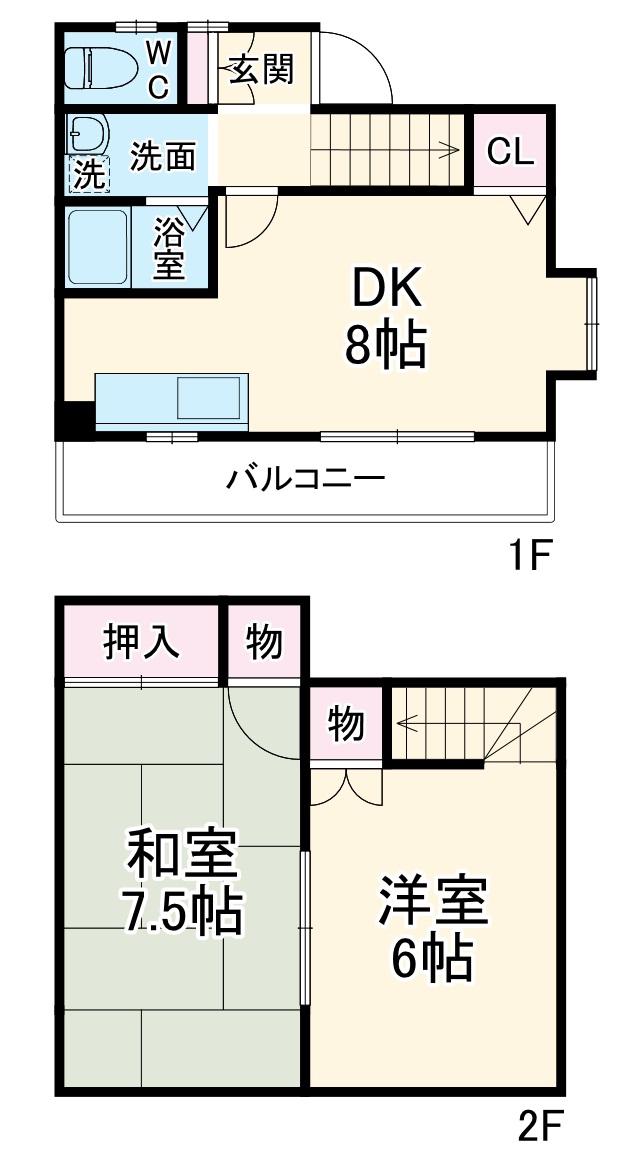 リバーサイド五番館(2DK/1階)の間取り写真