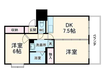 ルミエールK(2DK/1階)の間取り写真