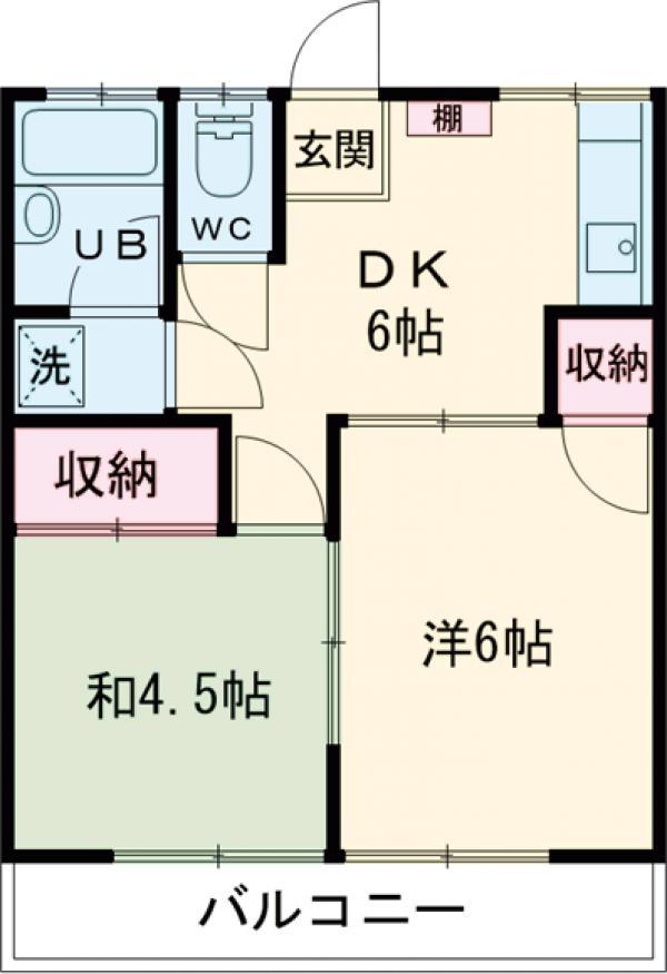栄町第2レジデンス(2DK/3階)の間取り写真