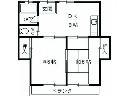 コーポ北出(2DK/2階)の間取り写真