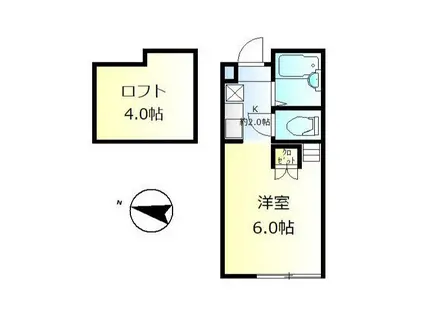 ヒルズ中央林間(1K/2階)の間取り写真