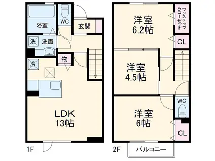 メゾンドSATOMI A棟(3LDK)の間取り写真