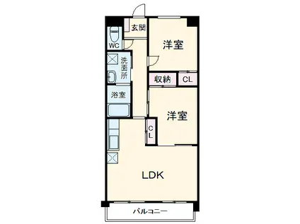 パラシオン車道東館(2LDK/6階)の間取り写真