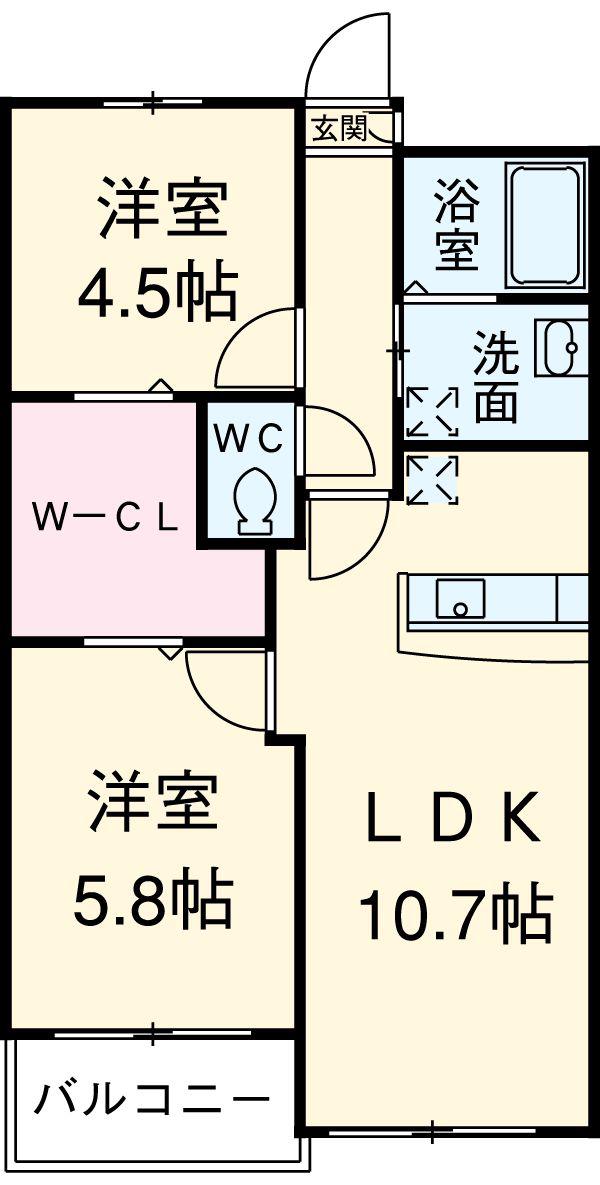 PLIME(2LDK/4階)の間取り写真