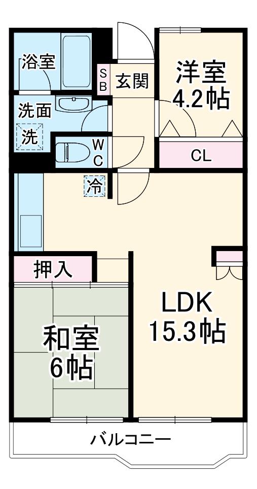 グレイスさがみ野(2LDK/9階)の間取り写真