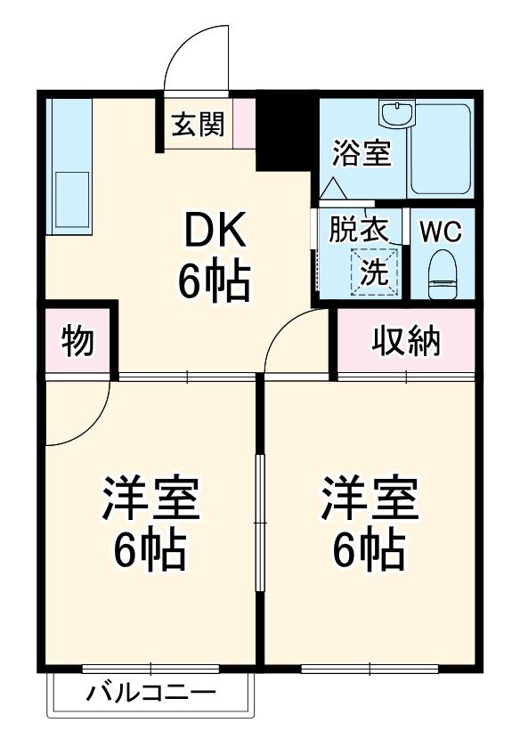 コーポ日比野C棟(2DK/1階)の間取り写真