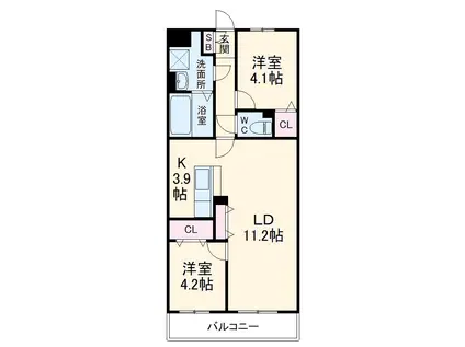 T・フェアリートキワ(2LDK/3階)の間取り写真