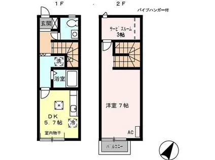 メゾネット5富士塚(1SDK)の間取り写真