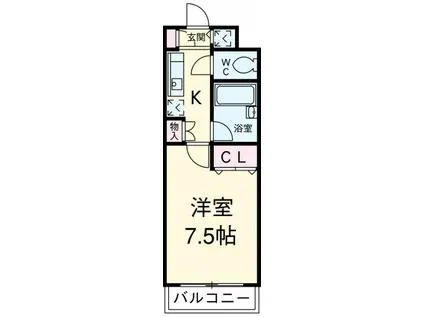 CITY SPIRE国分寺(1K/1階)の間取り写真