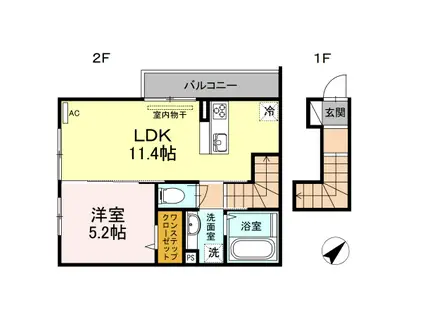 セジュールエスト参番館(1LDK/2階)の間取り写真