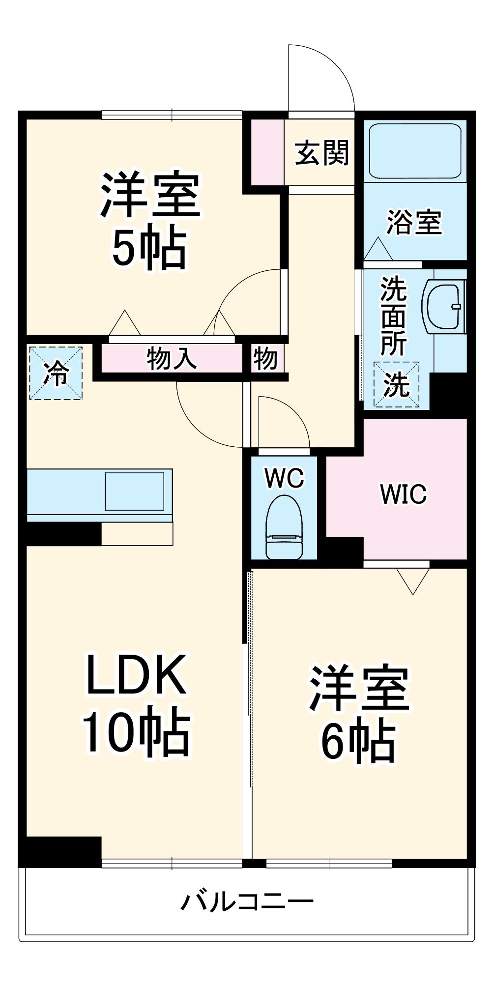 ソフィアさつき(2LDK/2階)の間取り写真