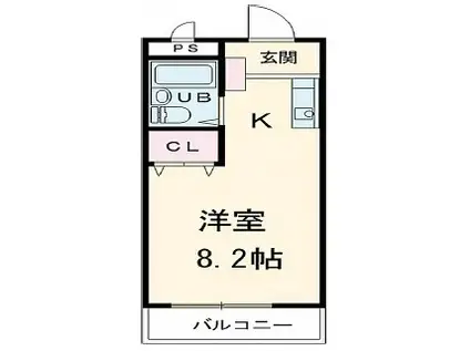 ベイグランデ北栄(ワンルーム/4階)の間取り写真