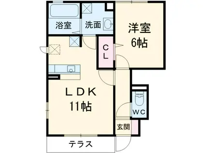 サンマーレン B棟(1LDK/1階)の間取り写真