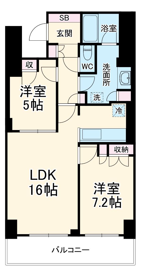 グランスイート千種タワー(2LDK/4階)の間取り写真