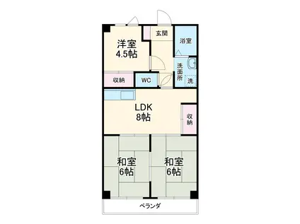 HOUSE 610(3DK/6階)の間取り写真