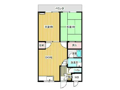 アブニールサクマ(2DK/1階)の間取り写真