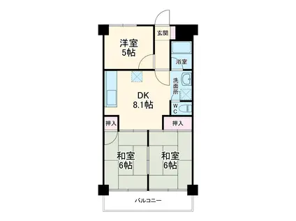 ジュネス21(3DK/3階)の間取り写真