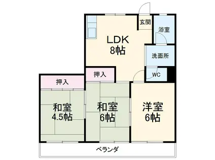 ハイツ・ニューキャッスル(3DK/4階)の間取り写真