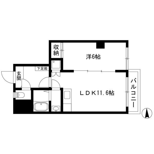 三秀レジデンス(1LDK/3階)の間取り写真