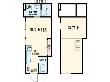 アクアシティ東中神3(ワンルーム/1階)の間取り写真