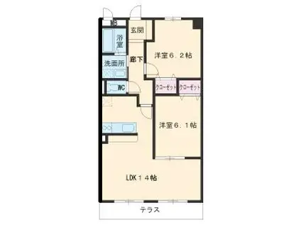 トロルリーベ(2LDK/1階)の間取り写真