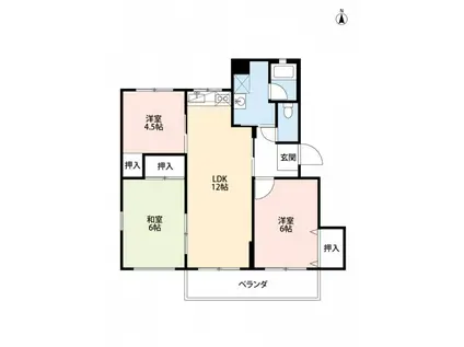 シャトーピア四辻 B棟(3LDK/2階)の間取り写真