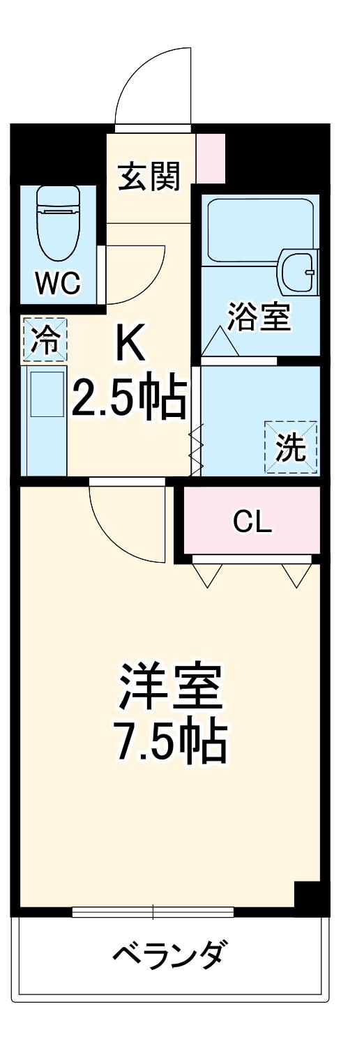 ドエルYS(1K/1階)の間取り写真