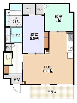 ラ・キャッスル小田井(2LDK/1階)の間取り写真