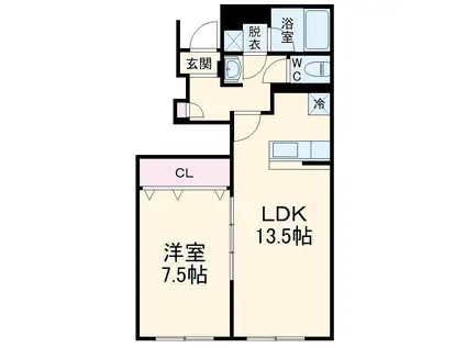 桜アパートメント(1LDK/1階)の間取り写真