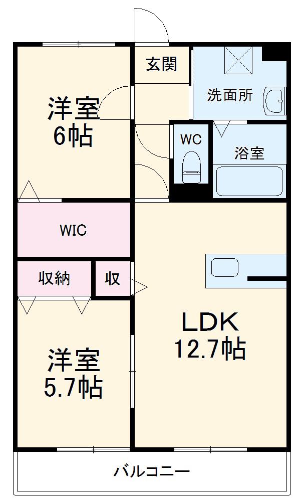 ウエストコート六軒(2LDK/3階)の間取り写真