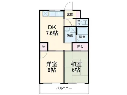 サニーリバーサイド(2DK/3階)の間取り写真