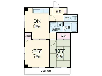 サニーリバーサイド(2DK/3階)の間取り写真