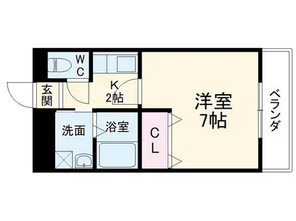 カーサ塩池(1K/2階)の間取り写真