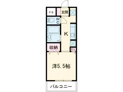 ジュネス桜ヶ丘(1K/5階)の間取り写真