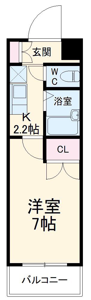パークサイドK(1K/1階)の間取り写真