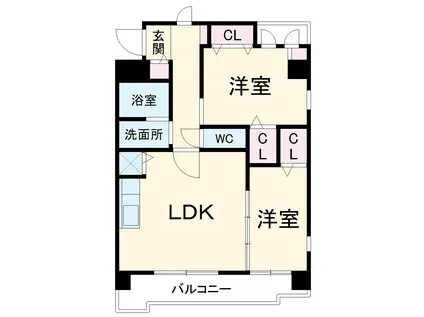 ピオーネ覚王山(2LDK/3階)の間取り写真