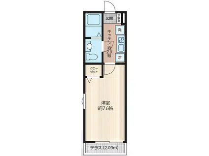 ウィステリアR(1K/1階)の間取り写真