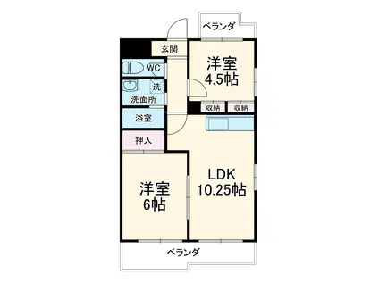 グランドール大幸Ⅱ(2LDK/4階)の間取り写真