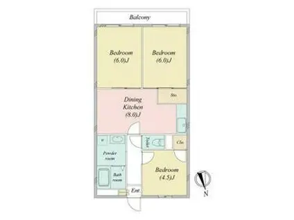 パークアレイ桂台(3DK/1階)の間取り写真