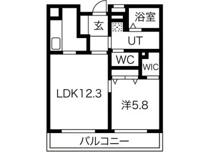 向陽町レジデンス(1LDK/5階)の間取り写真