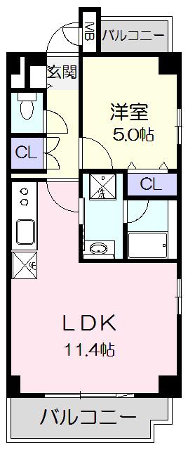 CASA DE PARTIDA(1LDK/4階)の間取り写真