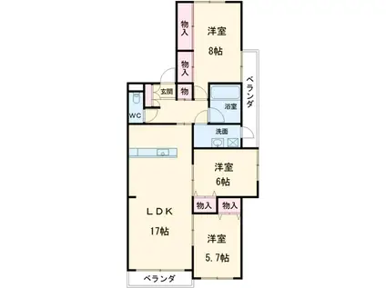シンフォニー城見(3LDK/3階)の間取り写真