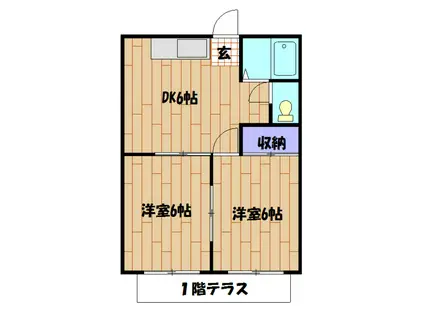 サンライズハイムA(2DK/1階)の間取り写真