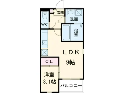 REGALEST上飯田(1LDK/1階)の間取り写真