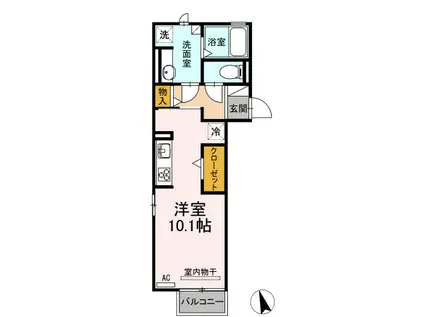 ビターD(ワンルーム/2階)の間取り写真