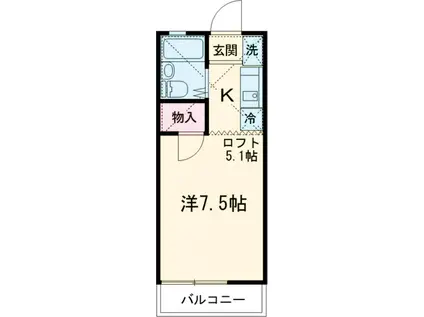 ハビテーションシルク(ワンルーム/1階)の間取り写真