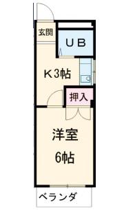 ジェネシス平成(1K/1階)の間取り写真