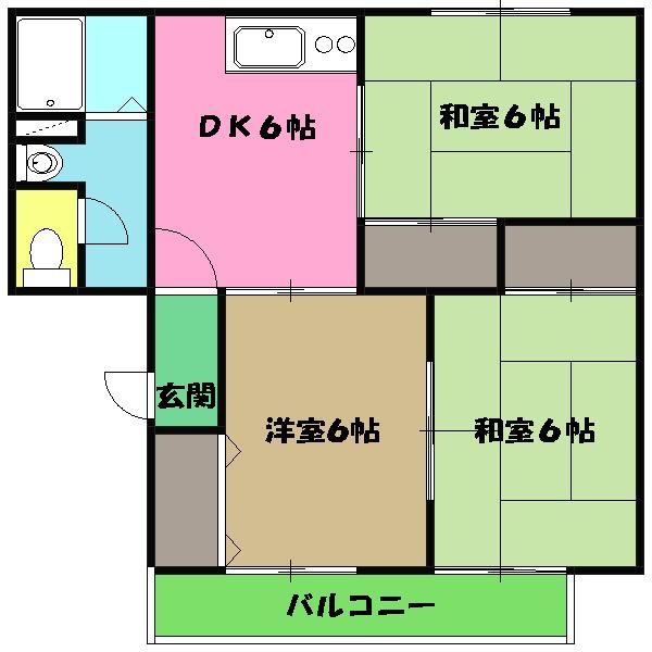 グレースA(3DK/2階)の間取り写真