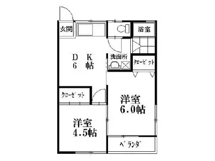 コーポミヤヨシ(2DK/1階)の間取り写真