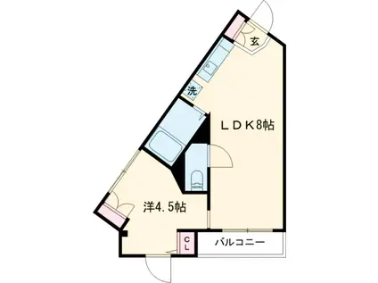 ドリームセブン(1DK/2階)の間取り写真